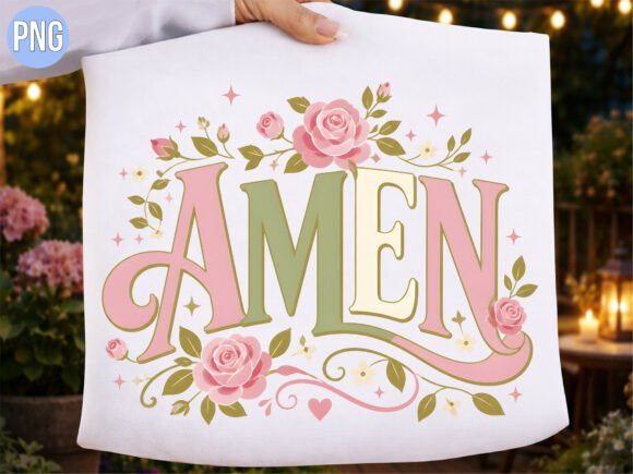 Amen Floral Rose Christian Faith PNG T-Shirt Designs