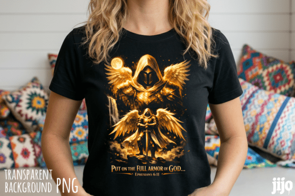 Armor Angel Christian Wings PNG for T-Shirt Designs