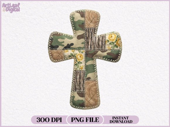 Camo Patchwork Cross Christian Faith PNG T-Shirt Designs
