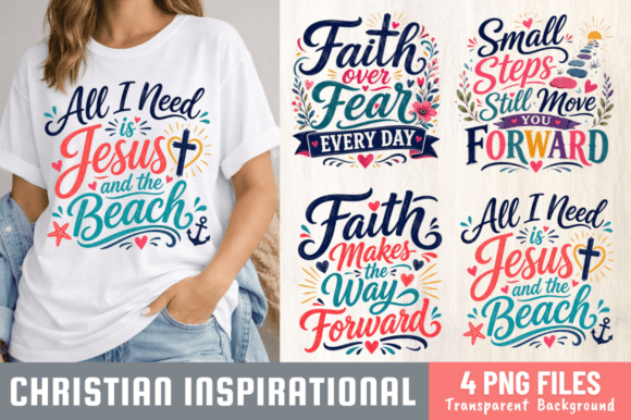 Christian Inspirational PNG Bundle: T-Shirt Designs & More