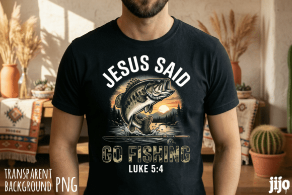 Christian Jesus Fishing Bass PNG T-Shirt Designs