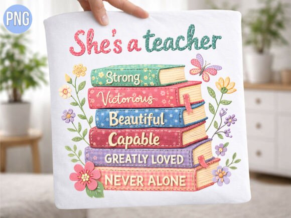 Christian Teacher Book Stack Shirt PNG — T-Shirt Designs