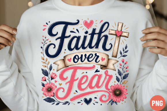Faith over Fear PNG: Christian T-Shirt Designs