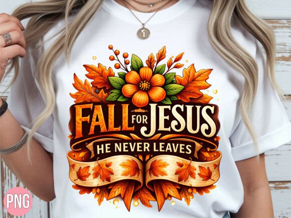 Fall for Jesus Autumn Maple Floral PNG T-Shirt Designs