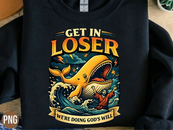 Funny Jonah Whale Get in Loser Christian T-Shirt Designs