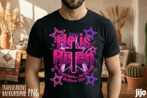 He Risen Cross Christian PNG for T-Shirt Designs