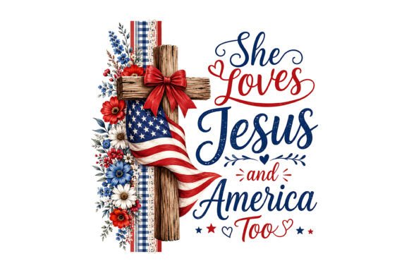 Jesus and America Cross T-Shirt Designs