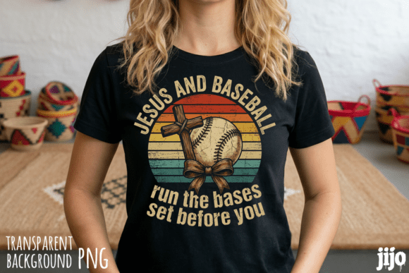 Jesus Baseball Cross Retro PNG T-Shirt Designs