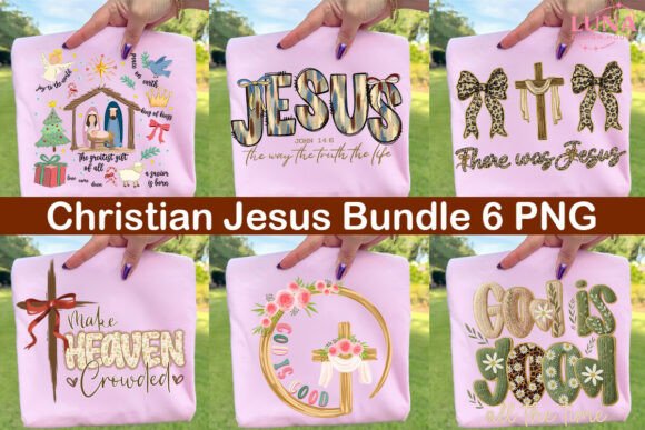 Jesus Bundle 6 PNG Religious PNG T-Shirt Designs