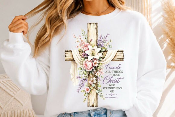 Jesus Cross Flower Design, Religious Cro T-Shirt Designs