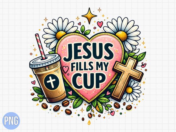 Jesus Fills My Cup Christian Faith PNG T-Shirt Designs