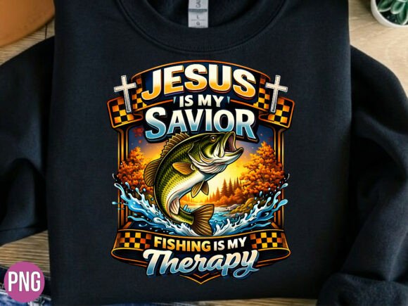Jesus is My Savior Fishing Therapy PNG T-Shirt Designs
