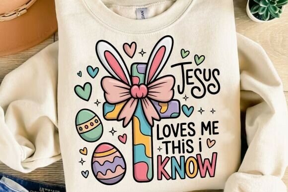 Jesus Loves Me Easter PNG T-Shirt Designs