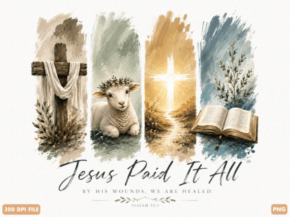 Jesus Paid It All Christian PNG T-Shirt Designs