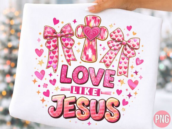 Love Like Jesus Cross Pink Bow PNG T-Shirt Designs