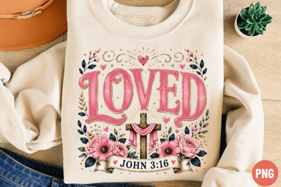 Loved John 3:16 PNG — Christian Floral T-Shirt Designs