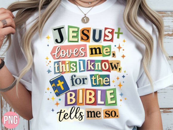 Retro Jesus Loves Me Ransom Note PNG for T-Shirt Designs
