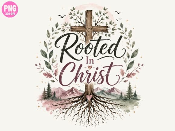 Rooted in Christ PNG: Christian Cross T-Shirt Designs