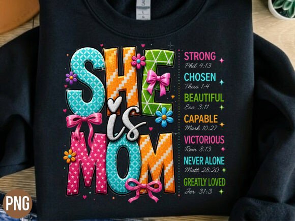 She is Mom Christian Bible Verse PNG for T-Shirt Designs