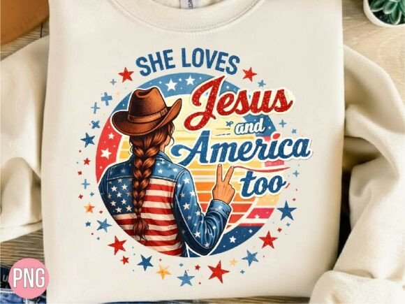 She Loves Jesus America Too T-Shirt Designs