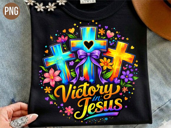 Victory in Jesus Christian Crosses PNG T-Shirt Designs