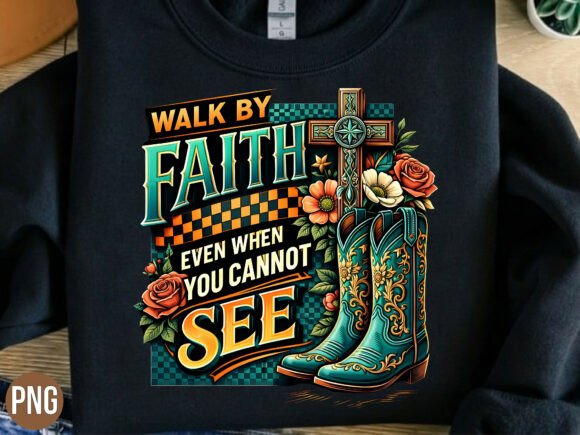 Walk Faith Cowgirl Boots Christian PNG T-Shirt Designs